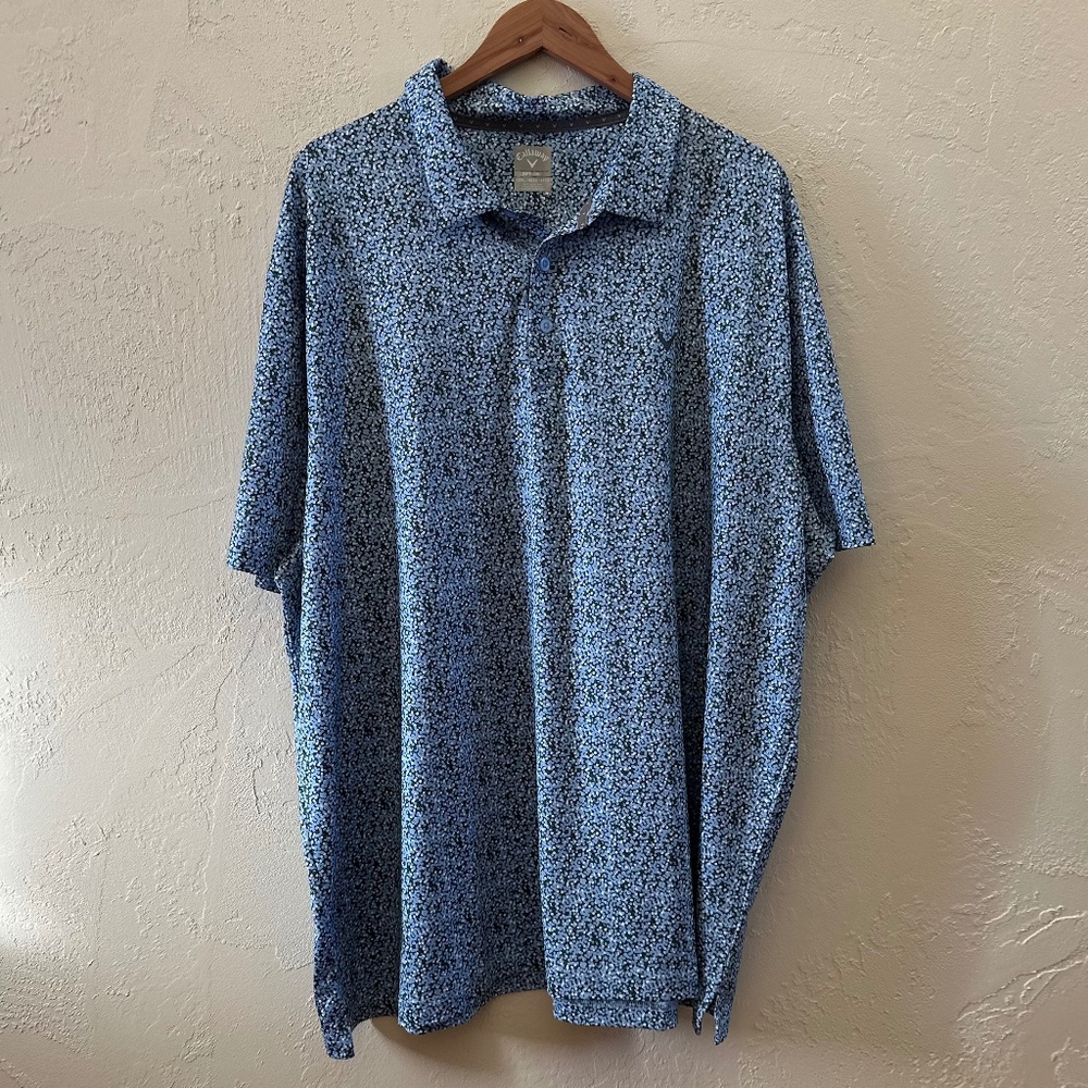 Callaway Blue Floral Golf Polo | Men’s XL | Stretch Performance Shirt